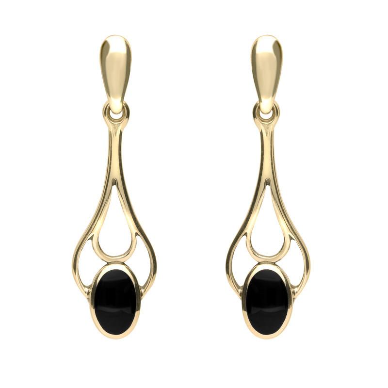 9ct Yellow Gold Whitby Jet Spoon Drop Earrings Stockists.