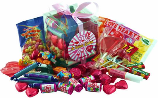 A Love Cube Packed with Retro Sweets   for Her