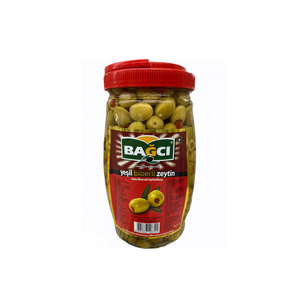 Bagci Green Olives Stuffed Paprika Biberli 1.5Kg Stockists.