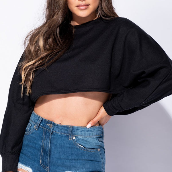 Black Batwing Sleeve Cropped Sweatshirt Stockists.