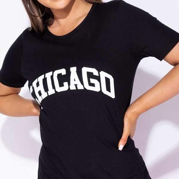 Black Chicago Print T Shirt Stockists.