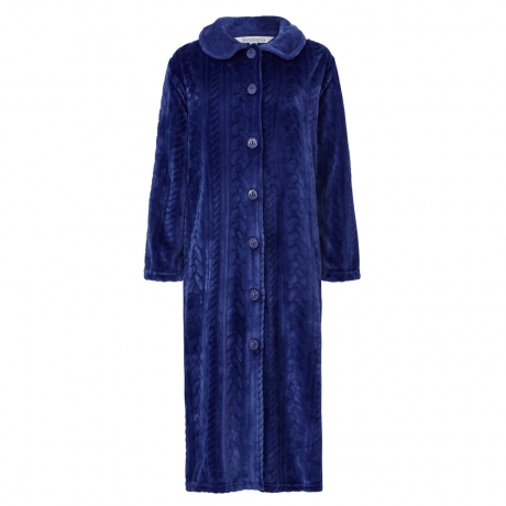 Button Through Cosy Cable Pattern Housecoat