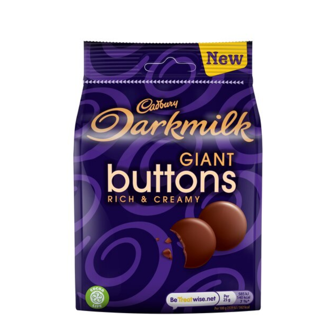 Cadbury Darkmilk Giant Buttons 105gr Stockists.