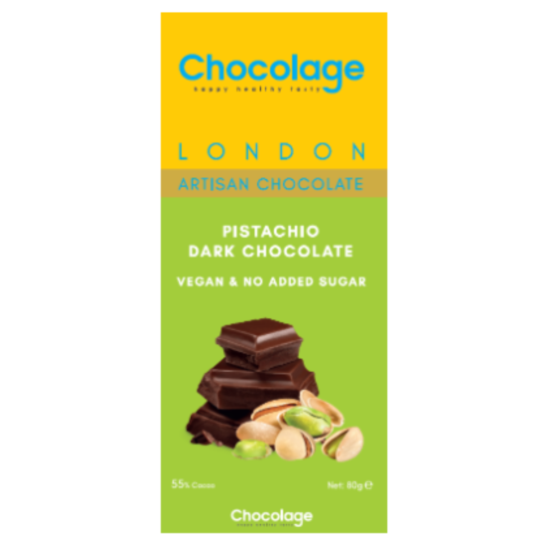 Chocolage Pistachio Vegan Dark Chocolate 80gr Stockists.