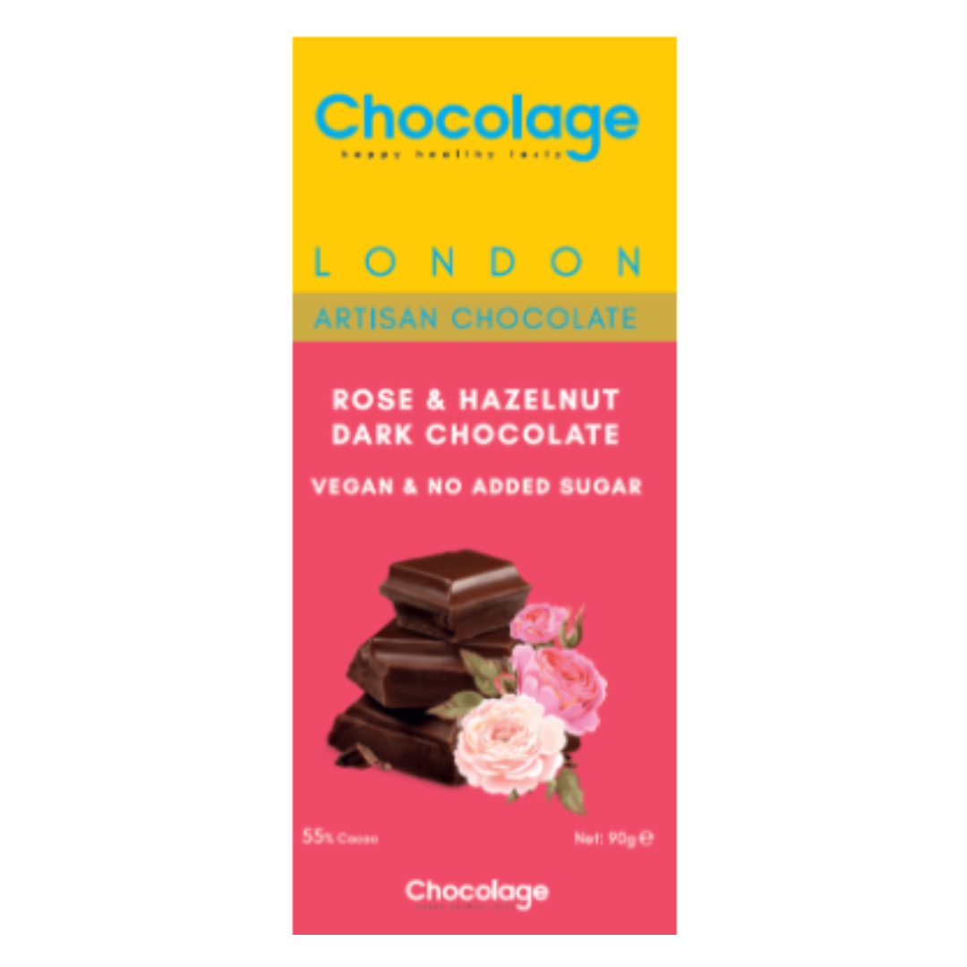 Chocolage Rose Hazelnut Vegan Dark Chocolate 90gr Stockists.