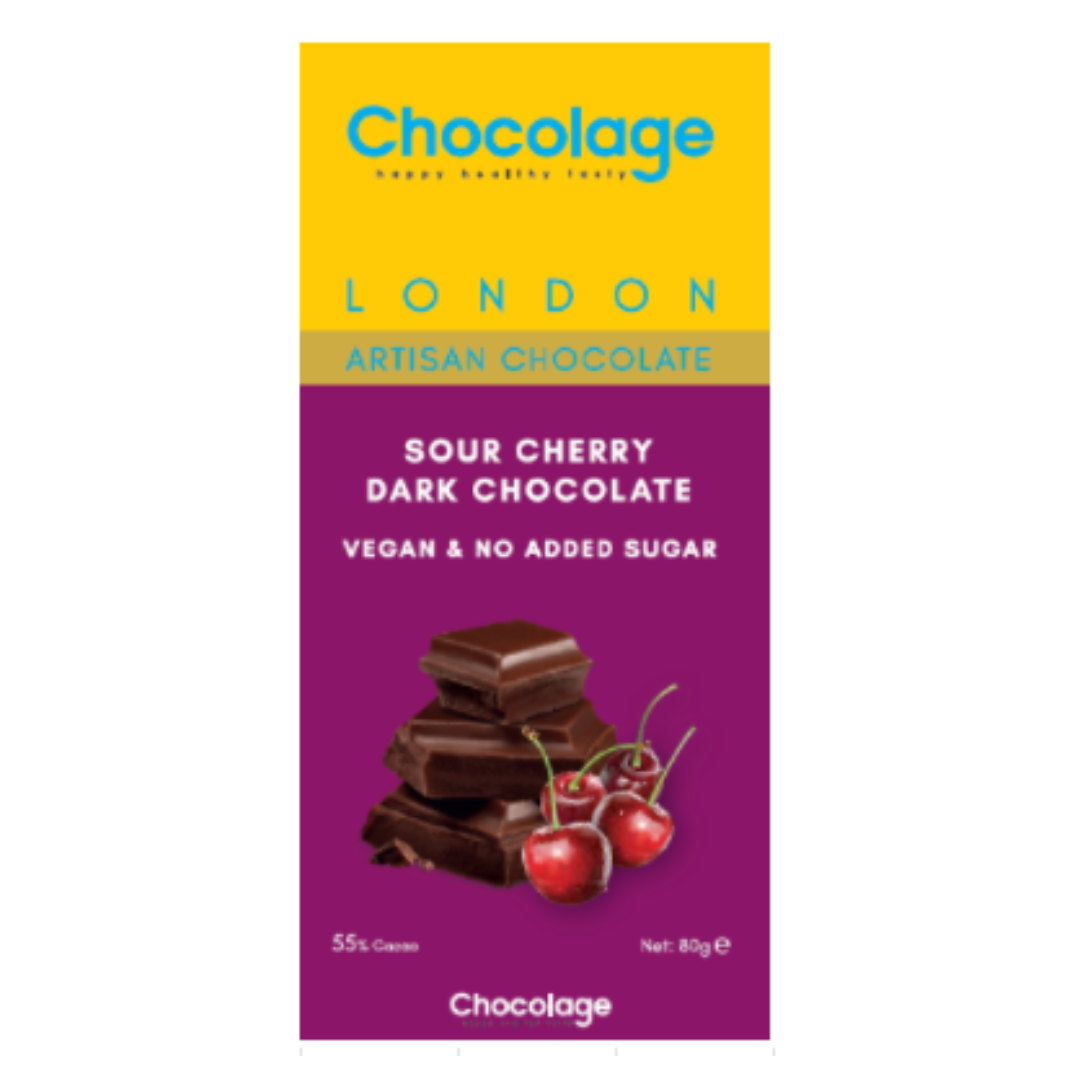Chocolage Sour Cherry Vegan Dark Chocolate 80gr Stockists.