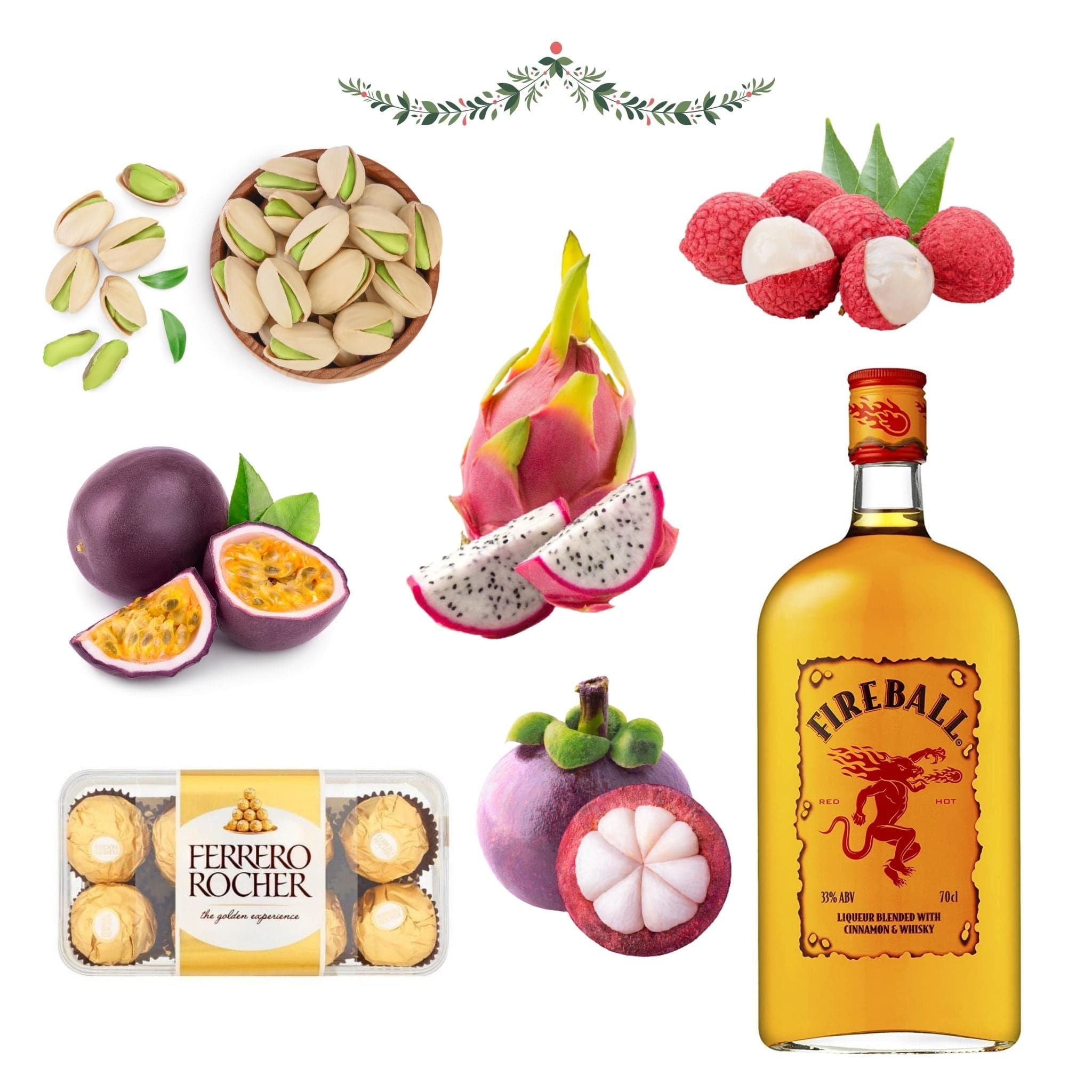 Cinnamon Whisky Liqueur Chocolate Exotic Fruit Christmas Hamper for Him Stockists.
