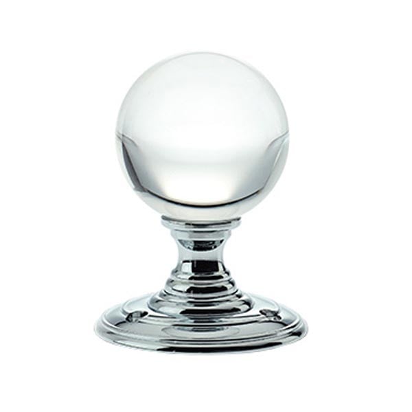 Clear Glass Ball Door Knobs on Polished Chrome Roses