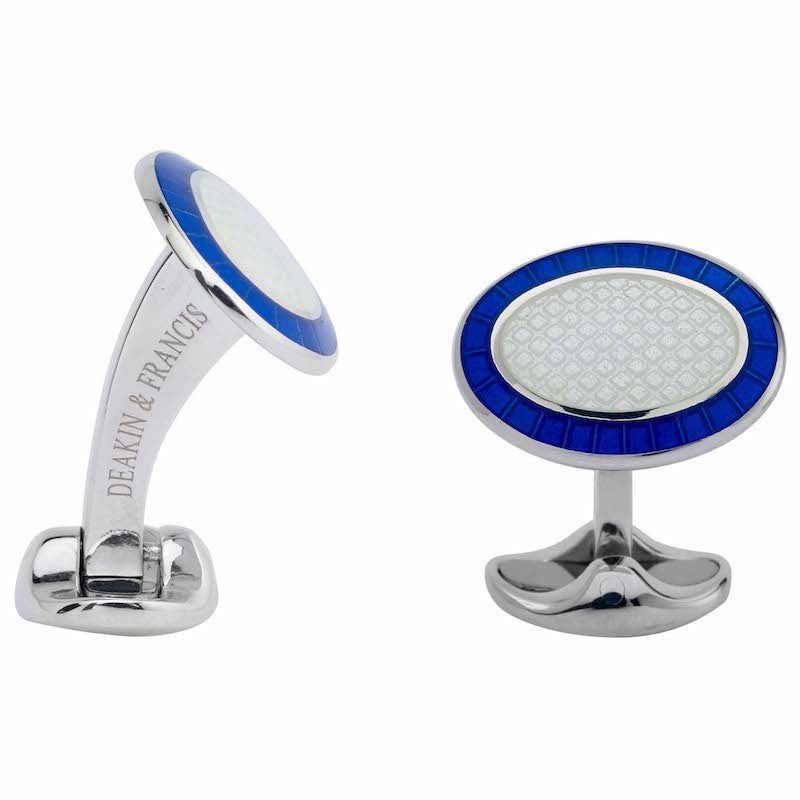 Deakin Francis Cufflinks Sterling Sliver Royal Blue Clear Oval Stockists.
