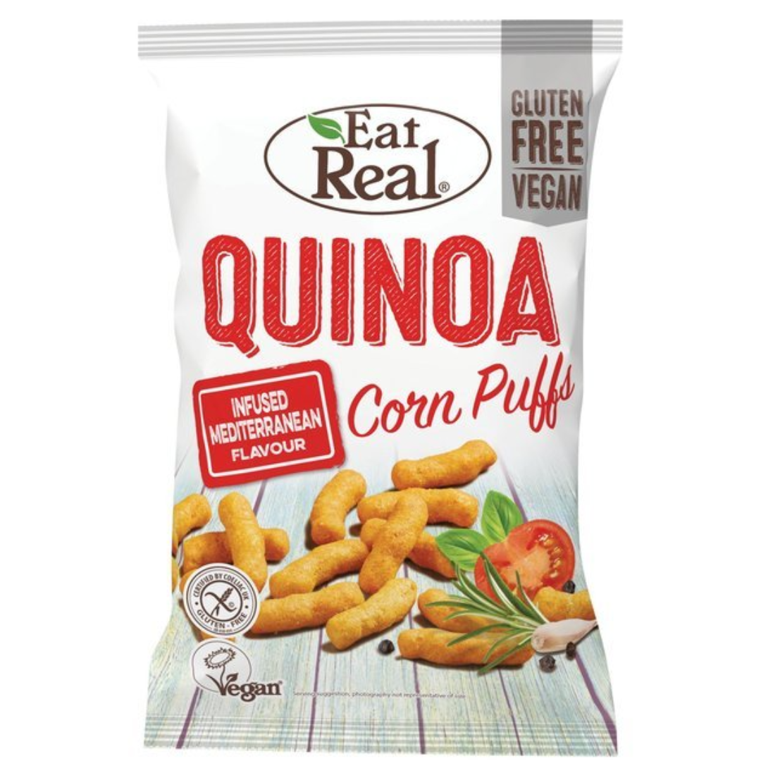 Eat Real Quinoa Corn Puffs Mediterranean 113gr Stockists.
