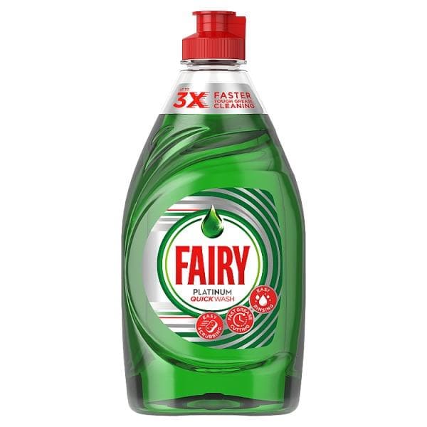 Fairy Platinum Quickwash Original Washing Up Liquid With Up To 3X Faster Tough Grease Cleaning 383ml Stockists.
