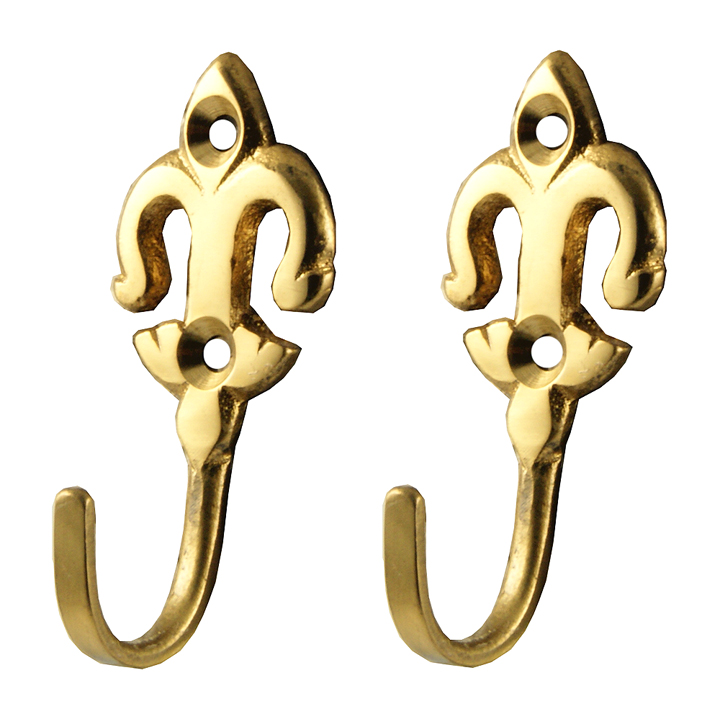 Fleur De Lys Curtain Tie Back Polished Brass In Pairs