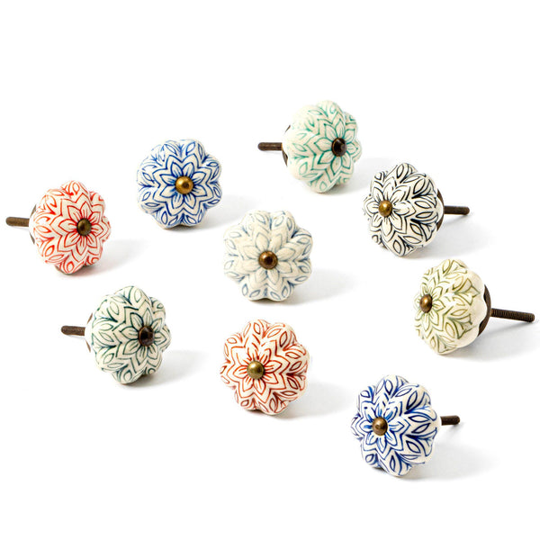 Floral Ceramic Cabinet Knobs 9 Colours By Nicola Spring Stockists.