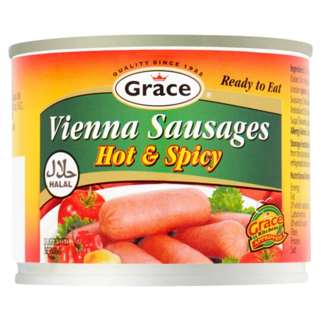 Grace Halal Vienna Sausages Hot Spicy 200gr Stockists.