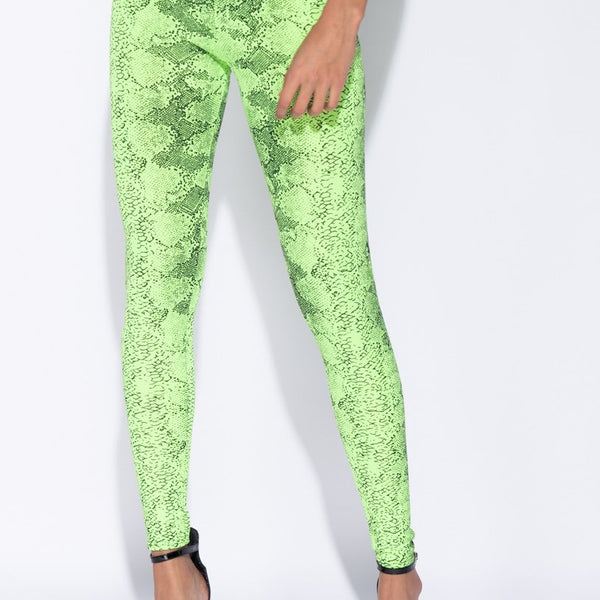 Neon Green Snake Print Leggings Stockists.