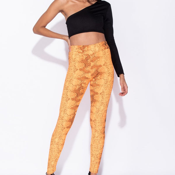 Neon Orange Snake Print Leggings Stockists.