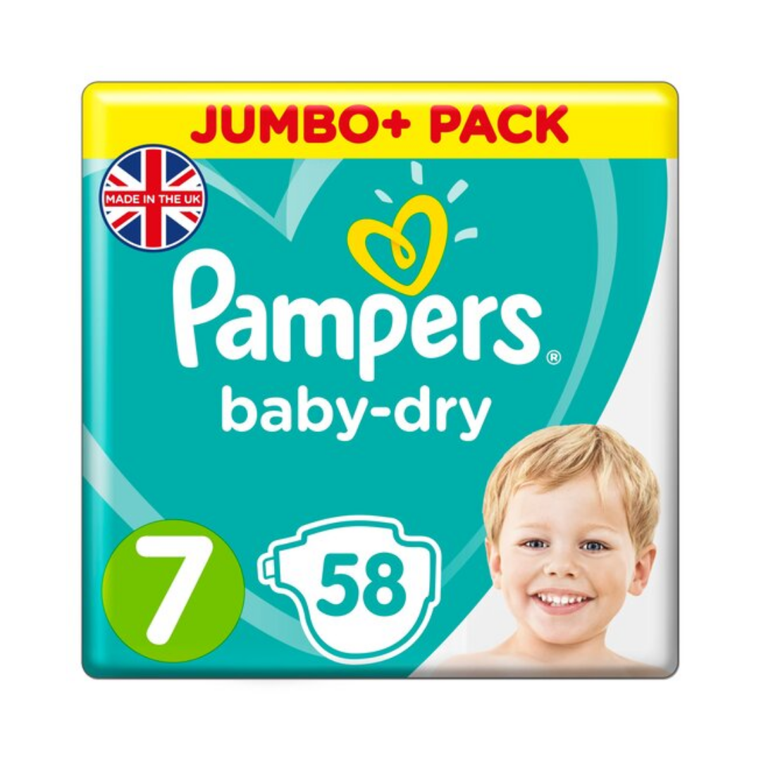 Pampers Baby Dry Size 7 Jumbo Pack 58 Nappies Stockists.