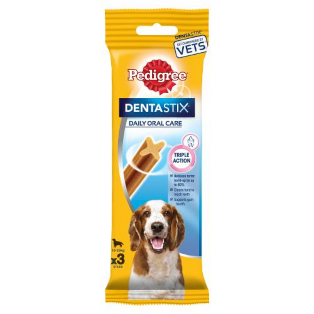 Pedigree Dentastix Daily Medium Dental Dog Chews 3 Stick 77g Stockists.