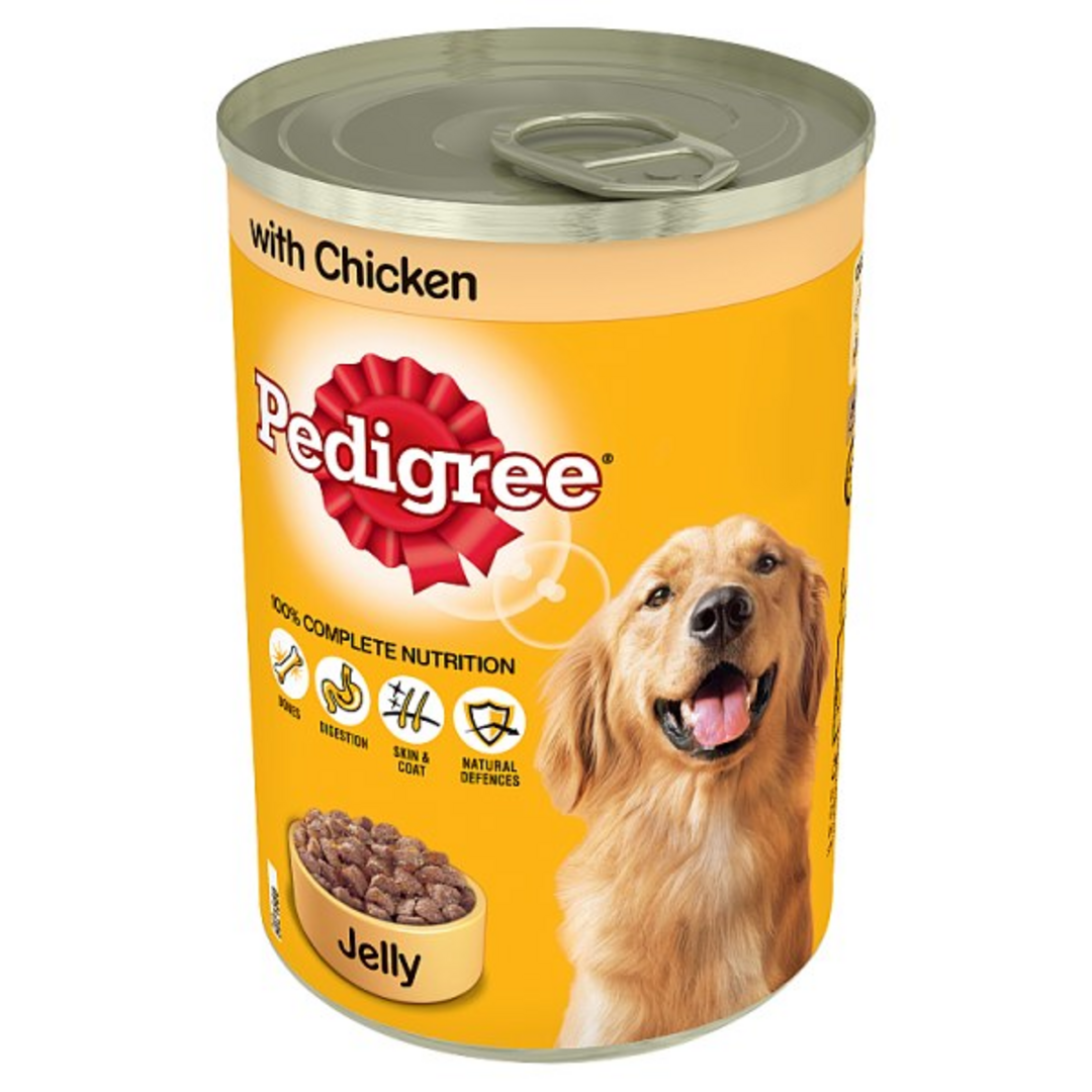 Pedigree Wet Dog Food Tin with Chicken in Jelly 385g Stockists.