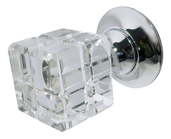 Rubic Clear Glass Square Door Knobs 45mm