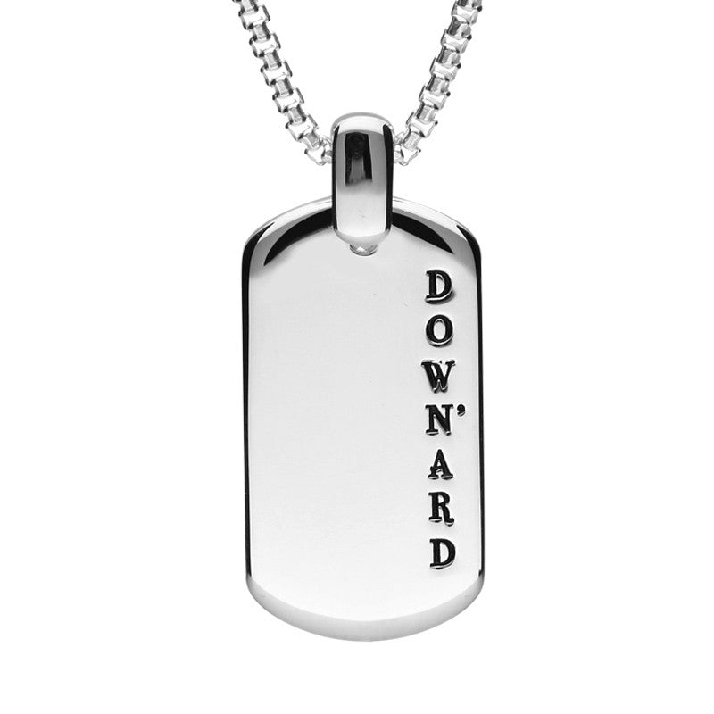 Shrovetide Collection Silver Downard Dog Tag Pendant Stockists.