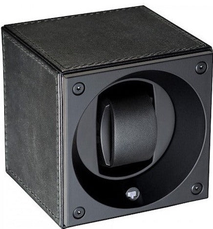 Swiss KubiK Watch Winder Single Black Leather With Black Stitches Stockists.