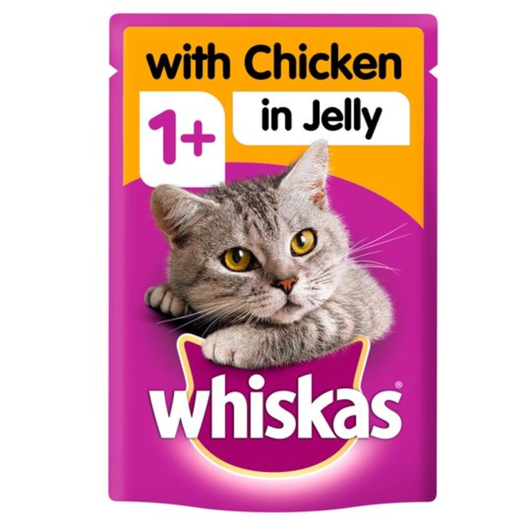 Whiskas Adult 1 Wet Cat Food Pouches Chicken in Jelly 100g Stockists.