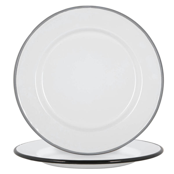 White Enamel Side Plates 20cm BlackGrey Pack of 4 By Argon Tableware Stockists.