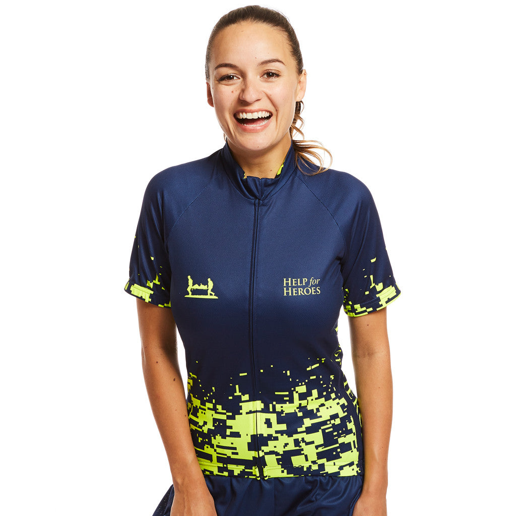 Womens Fluro Pixel Cycling Shirt 12 Navy Stockists.